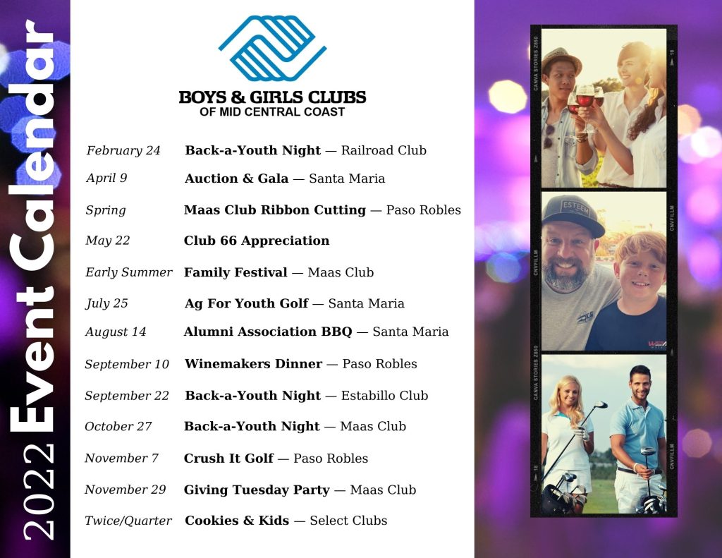 Central Coast Event Calendar 2022 Sponsorships – Boys & Girls Clubs In Atascadero, Creston, Guadalupe, Paso  Robles, Santa Maria & Shandon